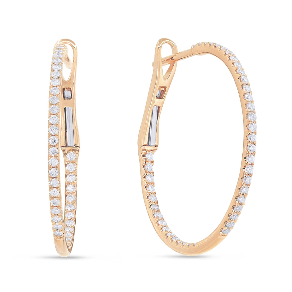Beautiful Hand Crafted 14K Rose Gold  Milano Collection Hoop Earrings With A Hoop Closure