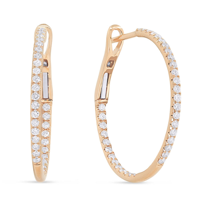 Beautiful Hand Crafted 14K Rose Gold  Milano Collection Hoop Earrings With A Hoop Closure