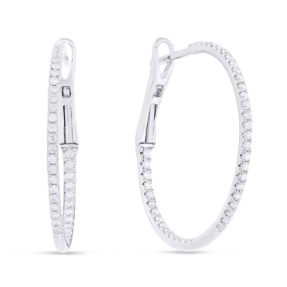Beautiful Hand Crafted 14K White Gold  Milano Collection Hoop Earrings With A Hoop Closure