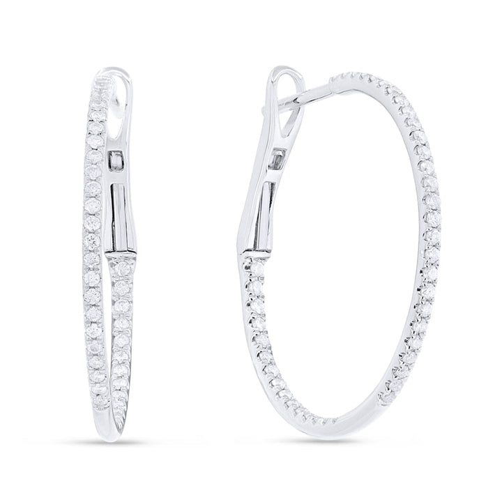 Beautiful Hand Crafted 14K White Gold  Milano Collection Hoop Earrings With A Hoop Closure