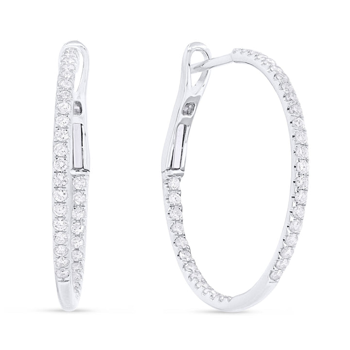 Beautiful Hand Crafted 14K White Gold  Milano Collection Hoop Earrings With A Hoop Closure