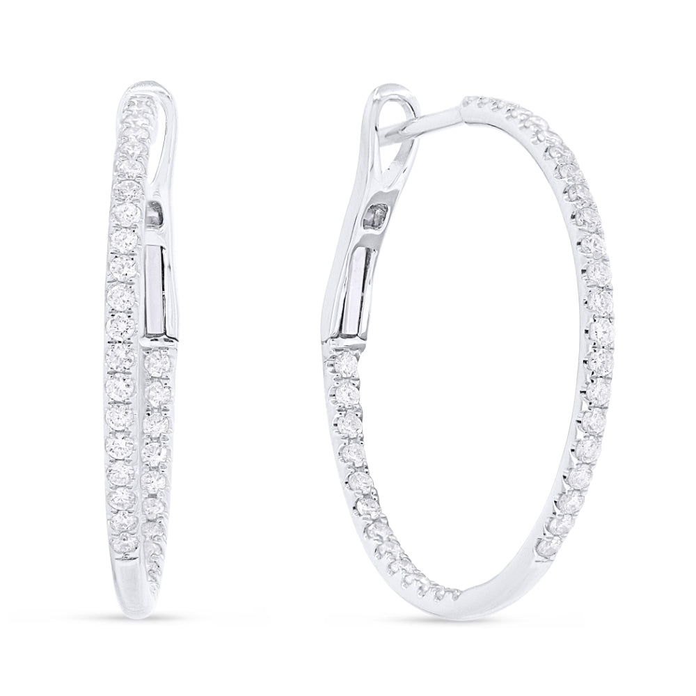 Beautiful Hand Crafted 14K White Gold  Milano Collection Hoop Earrings With A Hoop Closure