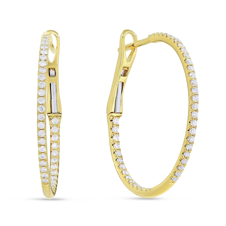 Beautiful Hand Crafted 14K Yellow Gold  Milano Collection Hoop Earrings With A Hoop Closure