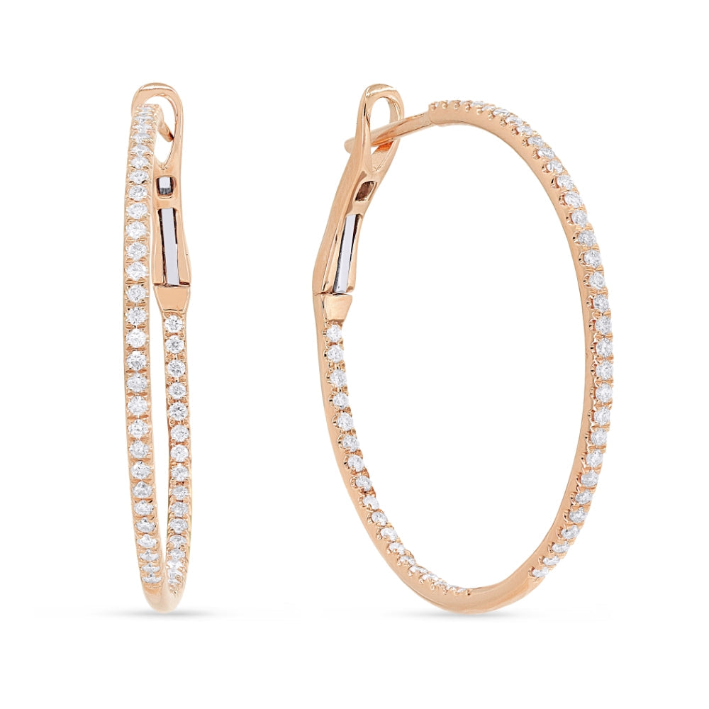 Beautiful Hand Crafted 14K Rose Gold  Milano Collection Hoop Earrings With A Hoop Closure