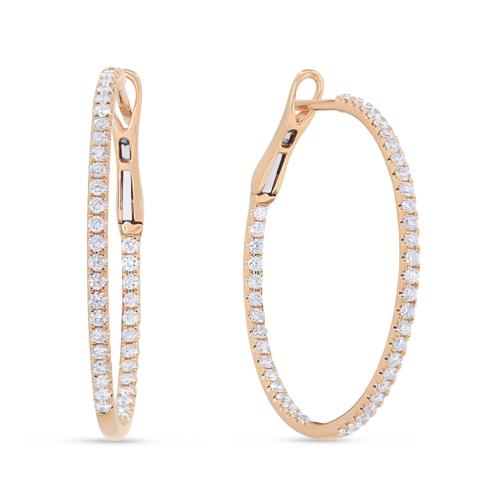Beautiful Hand Crafted 14K Rose Gold  Milano Collection Hoop Earrings With A Hoop Closure