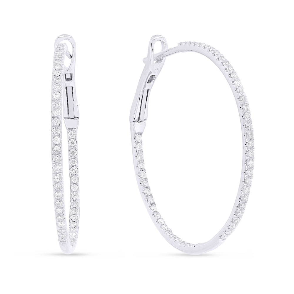 Beautiful Hand Crafted 14K White Gold  Milano Collection Hoop Earrings With A Hoop Closure