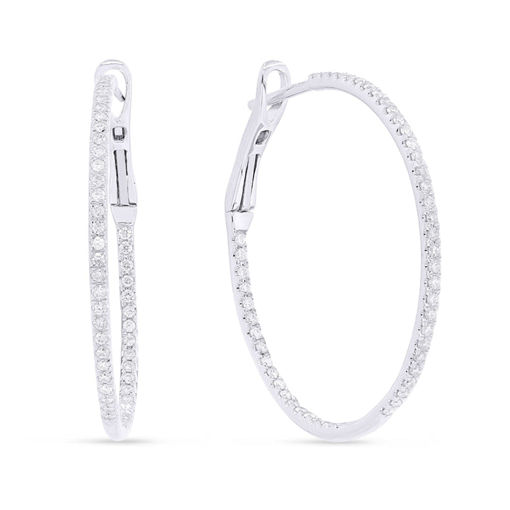 Beautiful Hand Crafted 14K White Gold  Milano Collection Hoop Earrings With A Hoop Closure