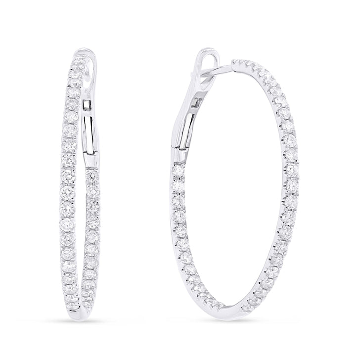Beautiful Hand Crafted 14K White Gold  Milano Collection Hoop Earrings With A Hoop Closure