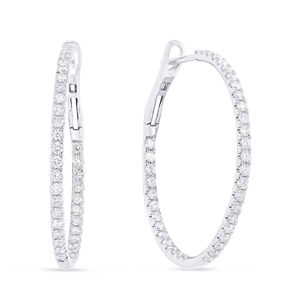 Beautiful Hand Crafted 14K White Gold  Milano Collection Hoop Earrings With A Hoop Closure
