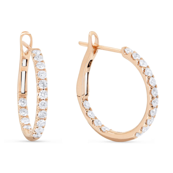 Beautiful Hand Crafted 14K Rose Gold  Rose Gold And Diamond Milano Collection Hoop Earrings With A Hoop Closure
