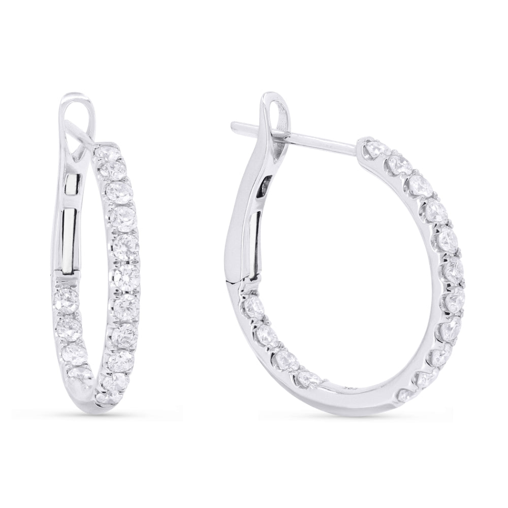Beautiful Hand Crafted 14K White Gold  White Gold And Diamond Milano Collection Hoop Earrings With A Hoop Closure