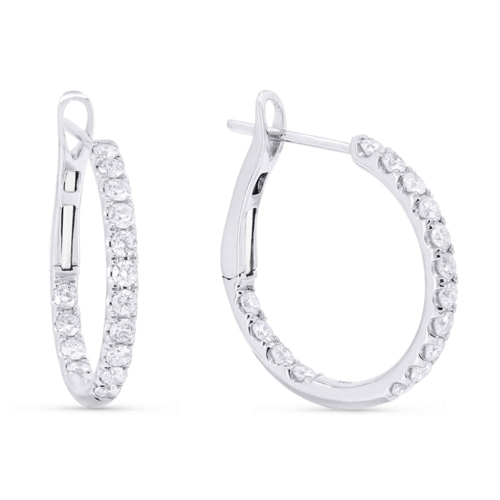 Beautiful Hand Crafted 14K White Gold  White Gold And Diamond Milano Collection Hoop Earrings With A Hoop Closure