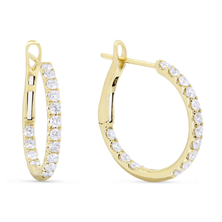 Beautiful Hand Crafted 14K Yellow Gold  Yellow Gold And Diamond Milano Collection Hoop Earrings With A Hoop Closure