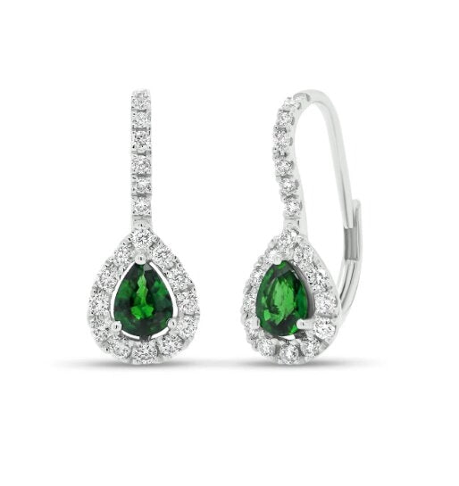 Madison L 14K White Gold Emerald Drop Earrings - style E1569EMW