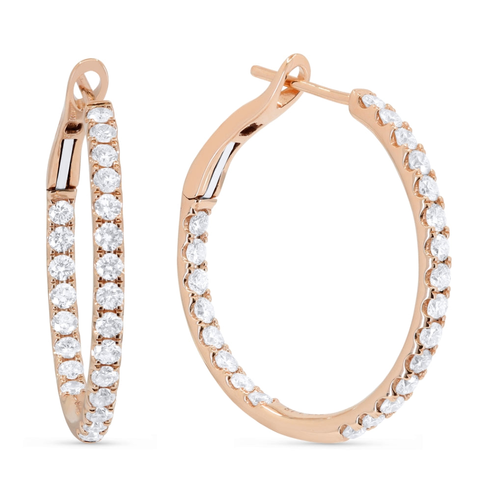 Beautiful Hand Crafted 14K Rose Gold  Rose Gold And Diamond Milano Collection Hoop Earrings With A Hoop Closure