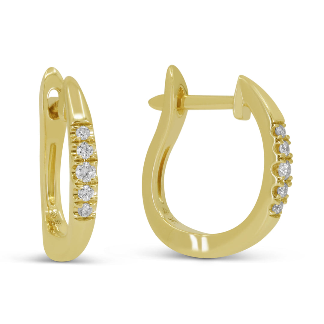 Beautiful Hand Crafted 14K Yellow Gold White Diamond Milano Collection Hoop Earrings With A Hoop Closure