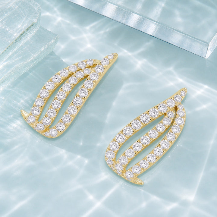 E1601 - 14K Gold Diamond Ear Climber Earrings