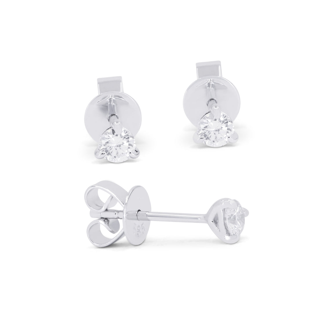 Beautiful Hand Crafted 14K White Gold White Diamond Lumina Collection Stud Earrings With A Push Back Closure