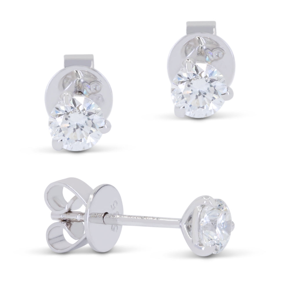 Beautiful Hand Crafted 14K White Gold  Lumina Collection Stud Earrings With A Push Back Closure