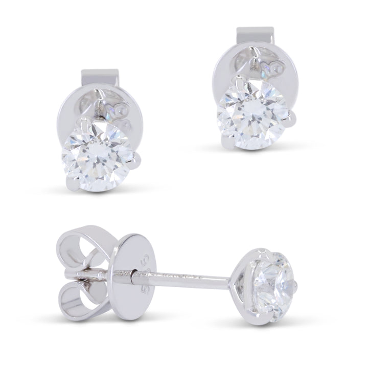 Beautiful Hand Crafted 14K White Gold  Lumina Collection Stud Earrings With A Push Back Closure