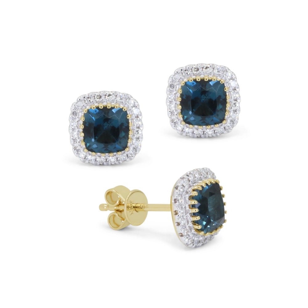 Beautiful Hand Crafted 14K Yellow Gold  London Blue Topaz And Diamond Essentials Collection