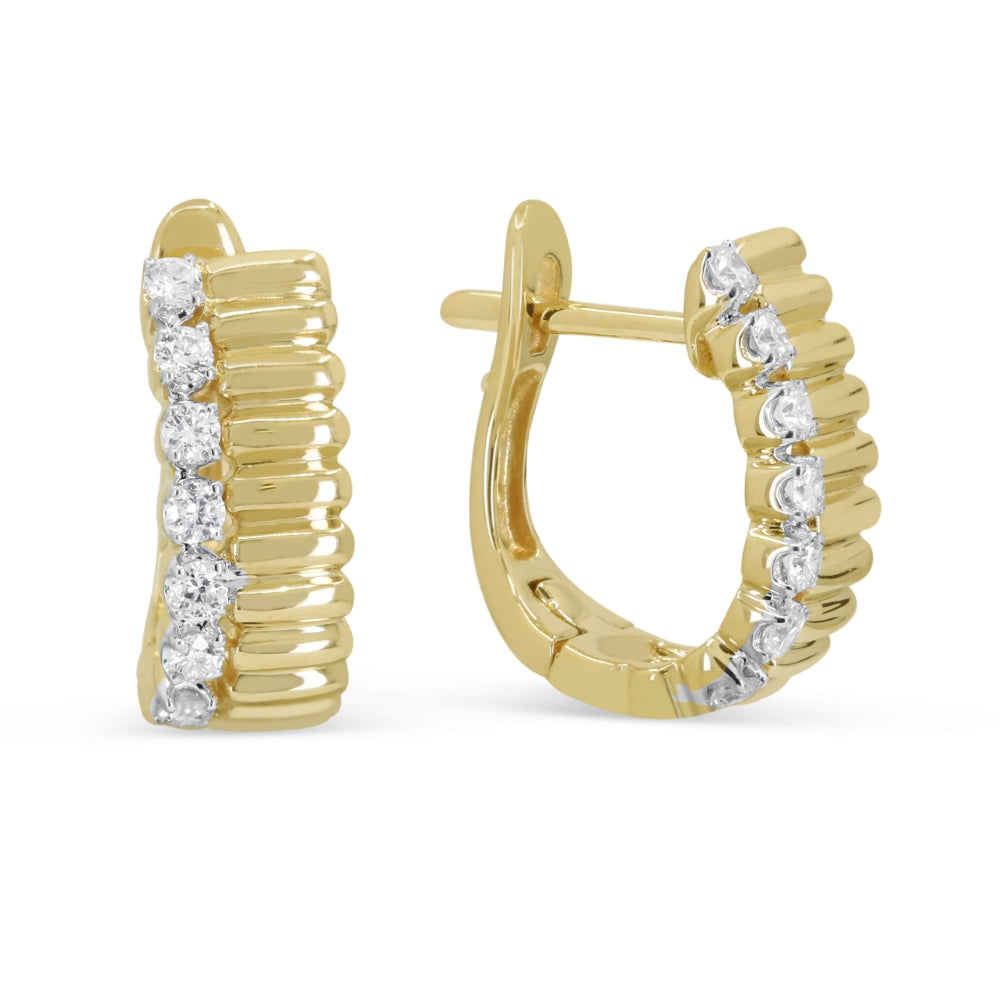 Madison L 14K Yellow Gold Diamond Hoop Earrings - style E1630Y