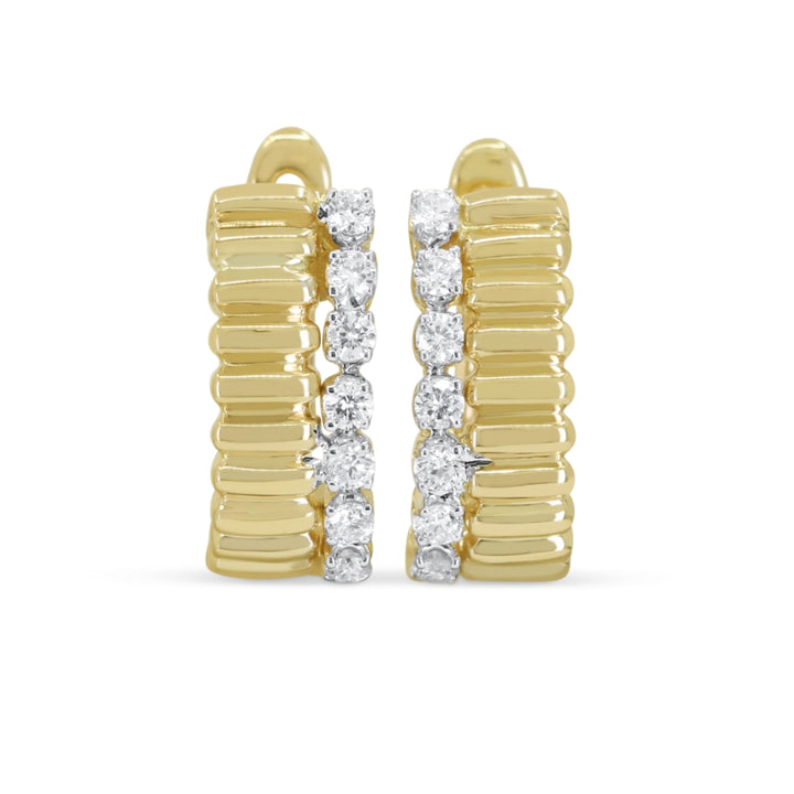 Madison L 14K Yellow Gold Diamond Hoop Earrings - style E1630Y - view 2