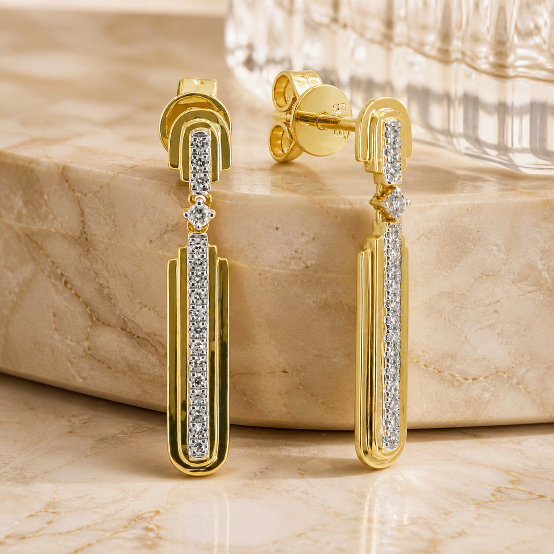 E1632 - 14K Yellow Gold Diamond Drop Earrings
