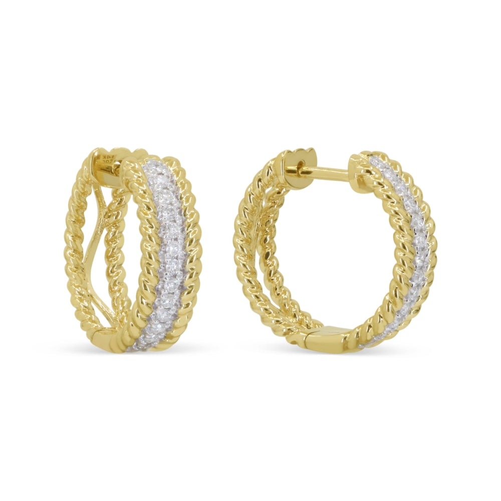 Madison L 14K Yellow Gold Diamond Hoop Earrings - style E1633Y
