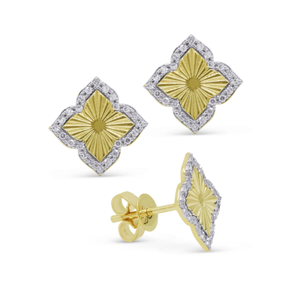 Madison L 14K Yellow Gold Diamond Flower Stud Earrings - style E1636Y