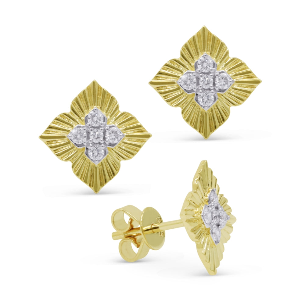 Madison L 14K Yellow Gold Diamond Flower Stud Earrings - style E1637Y
