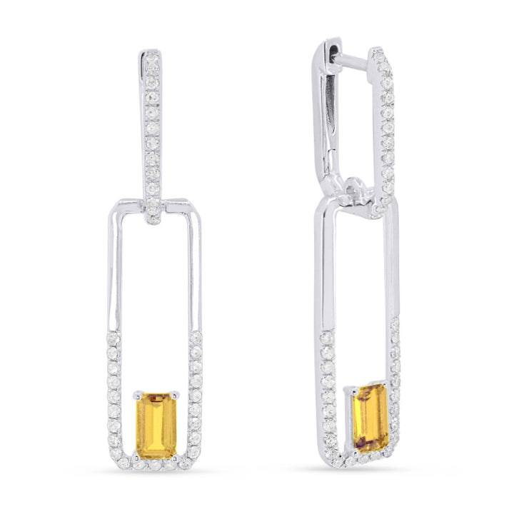 Madison L 14K White Gold Citrine Paperclip Drop Earrings - style E1651CTW