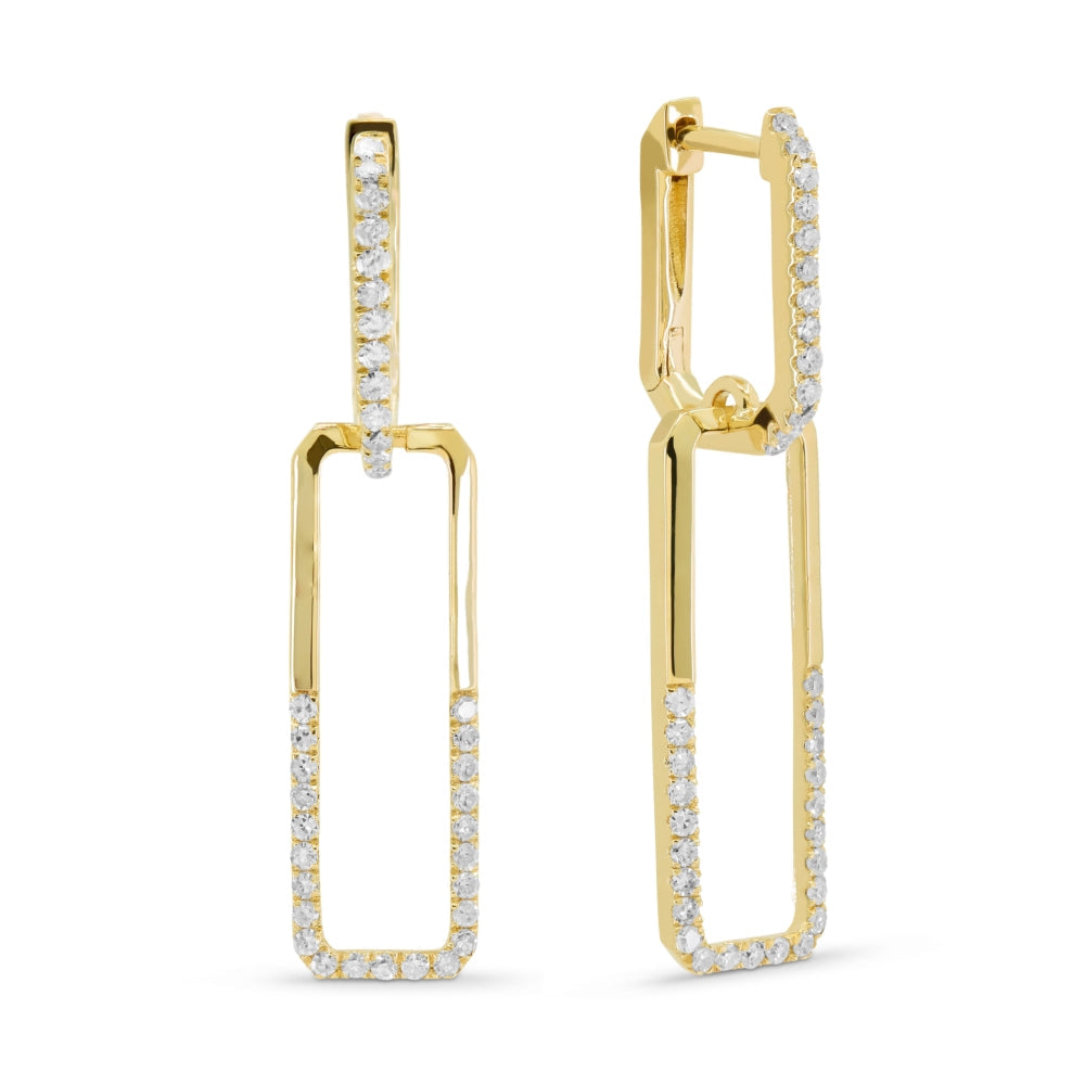 Beautiful Hand Crafted 14K Yellow Gold White Diamond Milano Collection Drop Dangle Earrings With A retail-facing