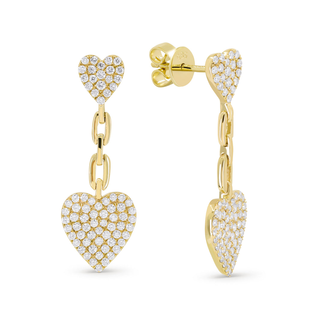 Beautiful Hand Crafted 14K Yellow Gold White Diamond Milano Collection Drop Dangle Earrings With A Lever Back Closure