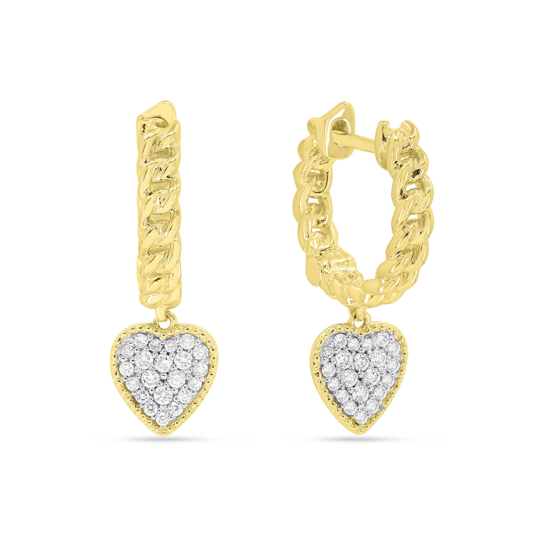 Beautiful Hand Crafted 14K Yellow Gold White Diamond Milano Collection Drop Dangle Earrings With A Lever Back Closure