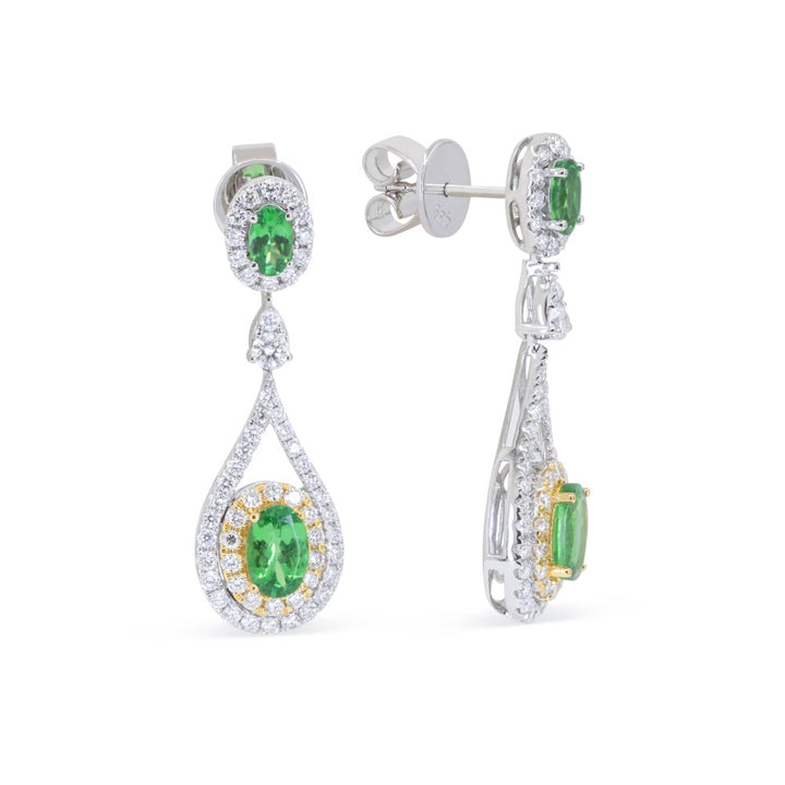Madison L 14K Two Tone Gold Tsavorite Drop Earrings - style E1675GGWY