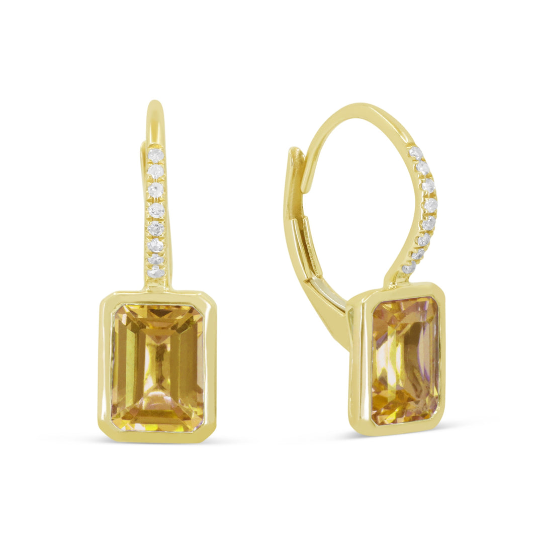 Beautiful Hand Crafted 14K Yellow Gold  Citrine And Diamond Essentials Collection Drop Dangle Earrings With A Lever Back Closure