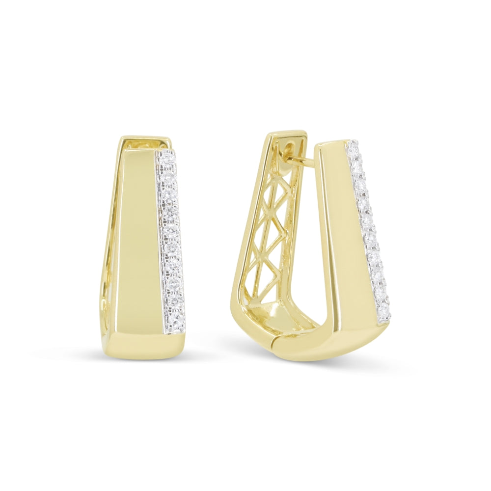 Beautiful Hand Crafted 14K Yellow Gold White Diamond Milano Collection Drop Dangle Earrings With A Hoop Closure