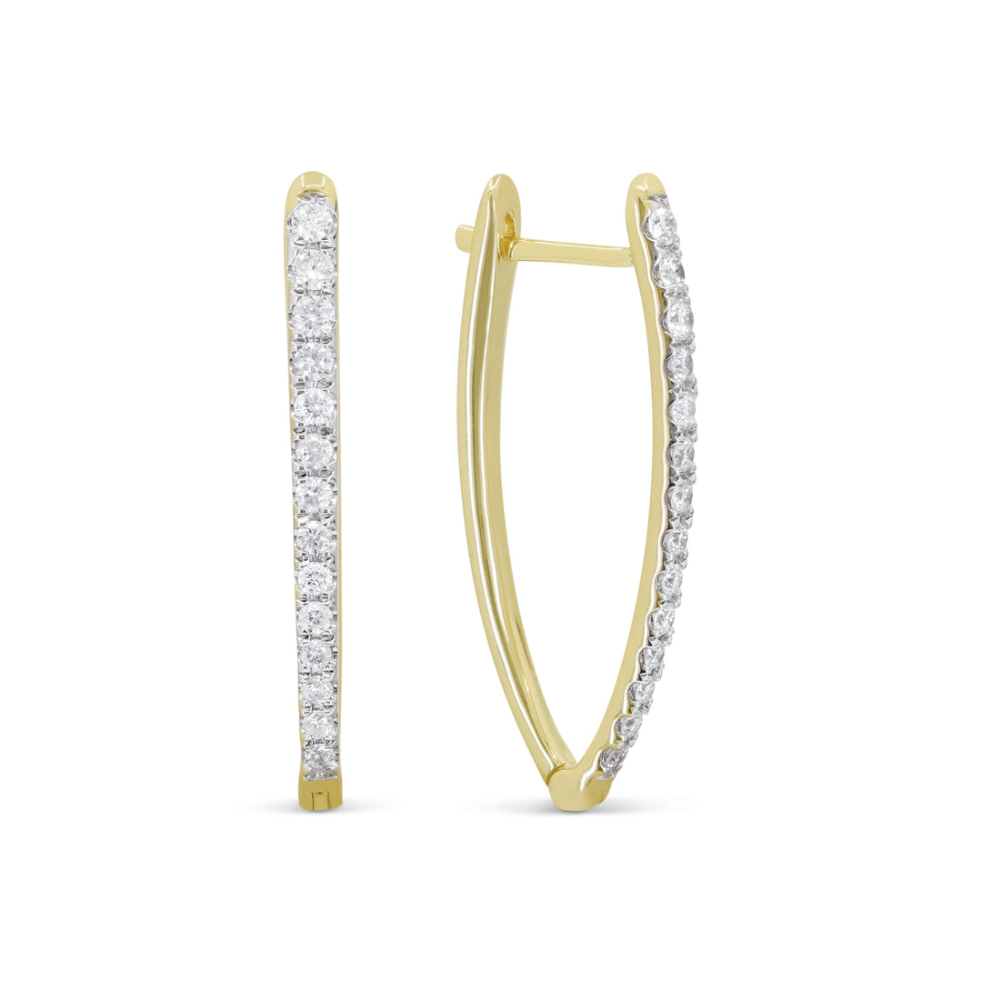 Beautiful Hand Crafted 14K Yellow Gold White Diamond Milano Collection Drop Dangle Earrings With A Hoop Closure