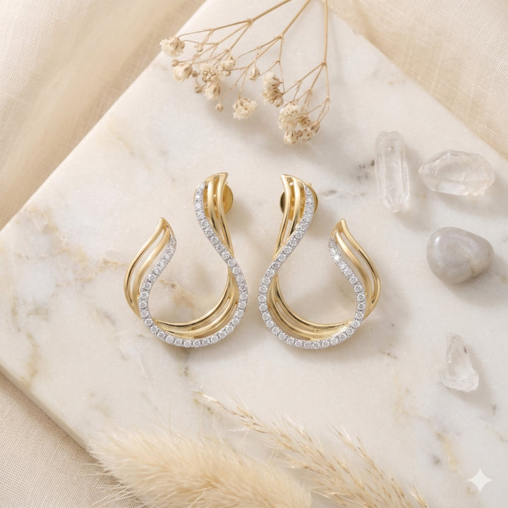 E1714 - 14K Yellow Gold Diamond Drop Earrings