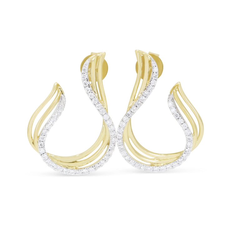 Beautiful Hand Crafted 14K Yellow Gold White Diamond Milano Collection Drop Dangle Earrings With A Push Back Closure