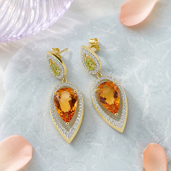 E1722 - 14K Yellow Gold Citrine Pear Drop Earrings