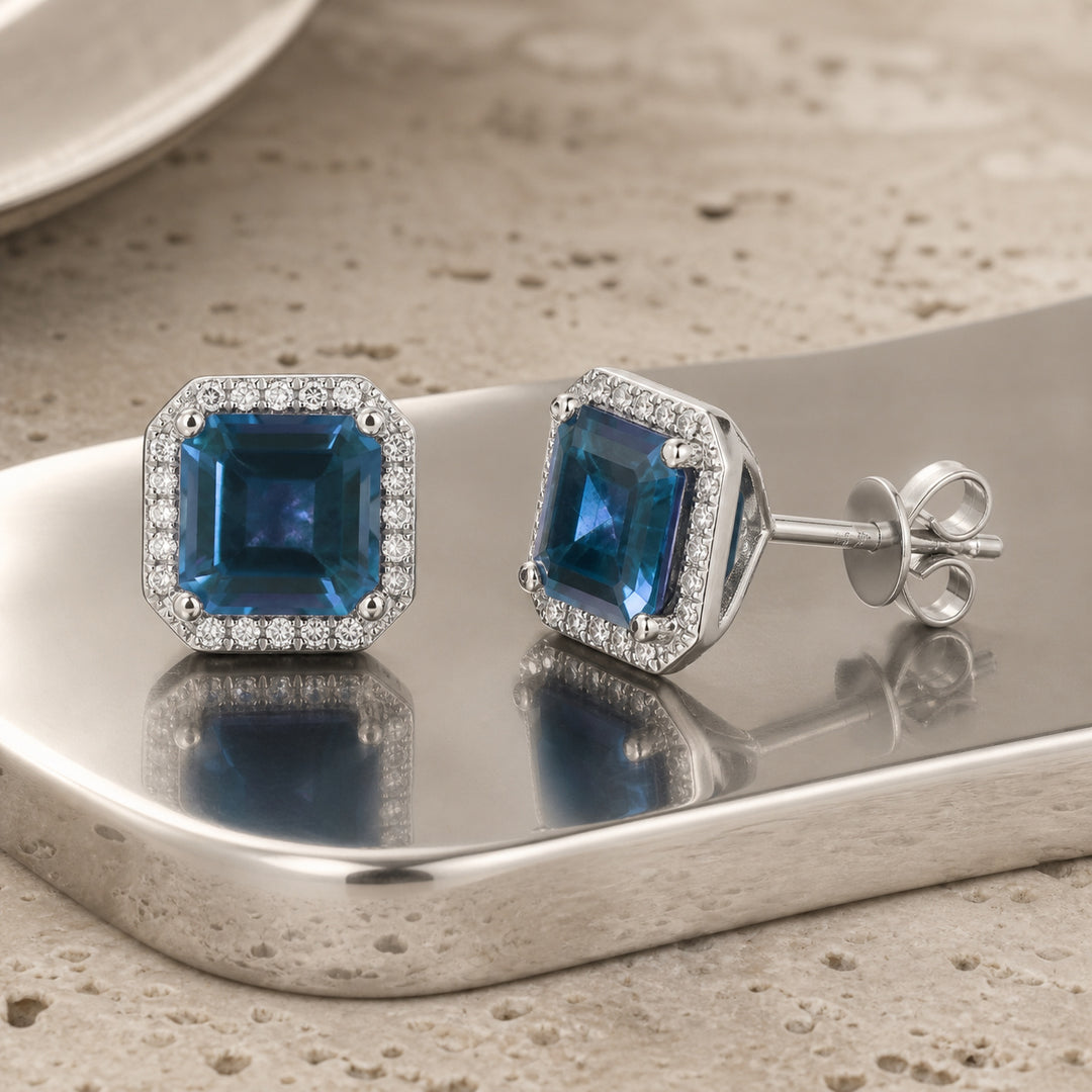 E1731 - 14K Gold Cushion Stud Earrings