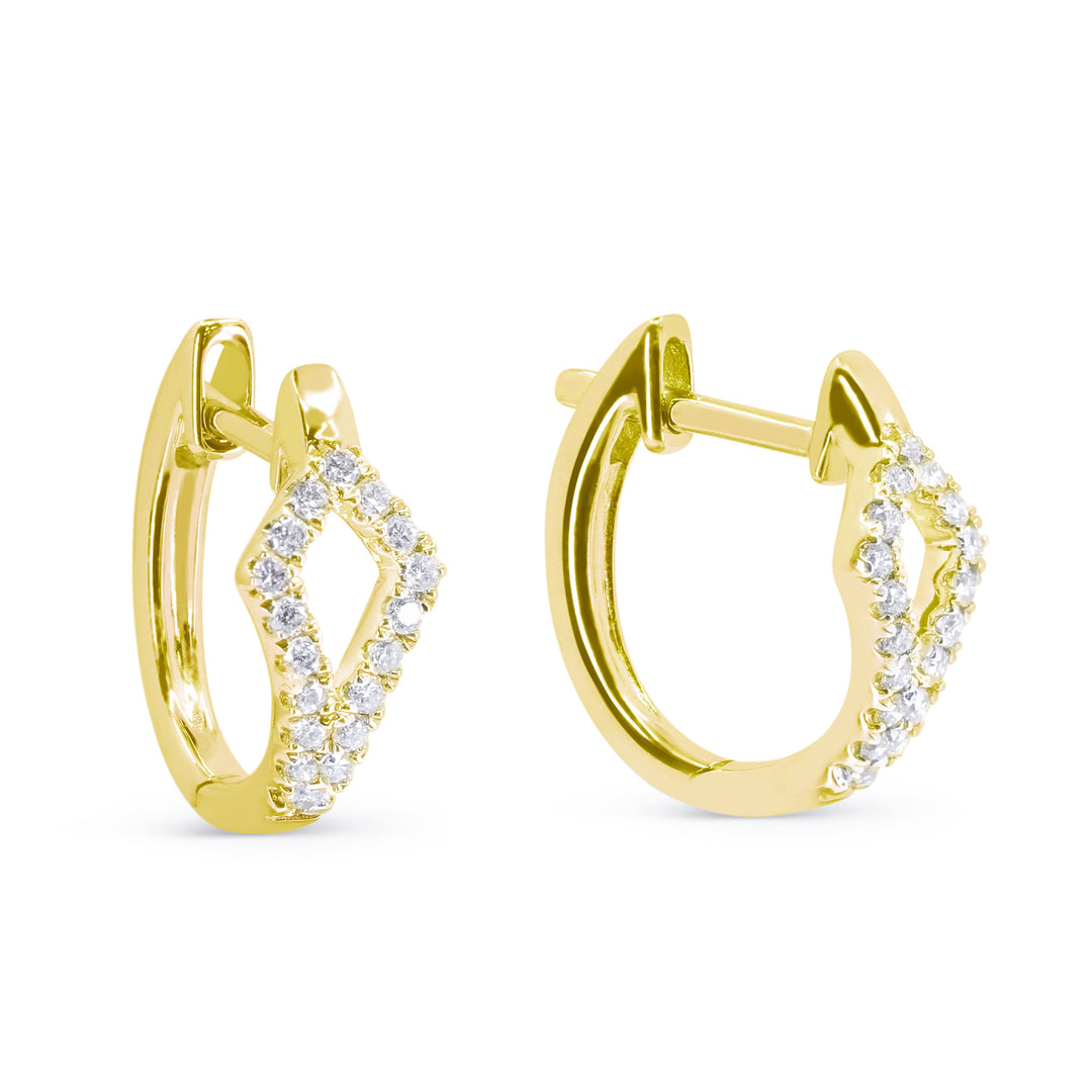 Beautiful Hand Crafted 14K Yellow Gold White Diamond Milano Collection Hoop Earrings With A Hoop Closure