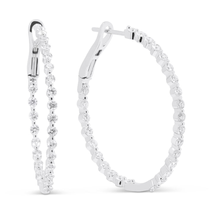 Madison L 14K White Gold Diamond In & Out Hoop Earrings - style E1734W-30MM