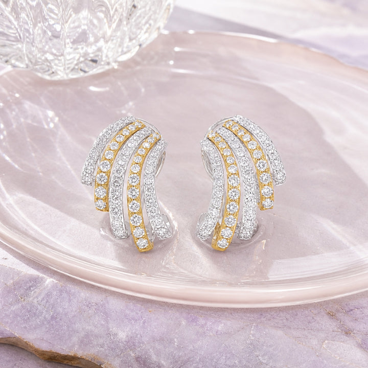 E1735 - 14K Gold Diamond Ear Climber Earrings