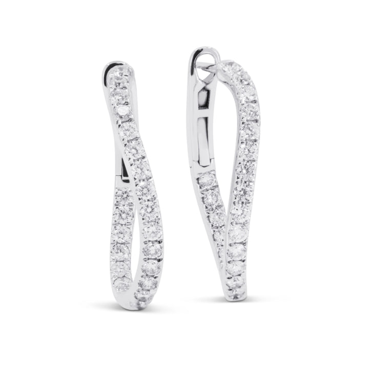 Beautiful Hand Crafted 14K White Gold  Milano Collection Hoop Earrings With A Hoop Closure