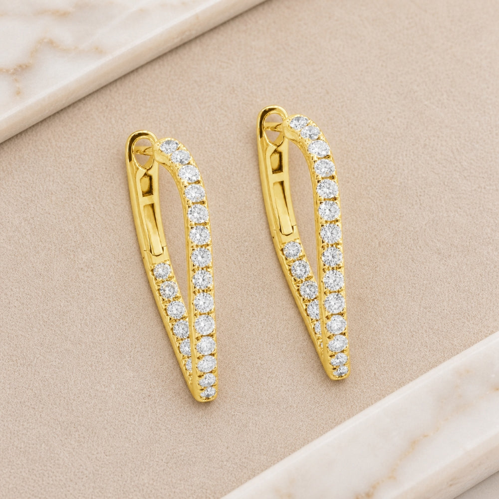 E1753 - 14K Gold Diamond Hoop Earrings