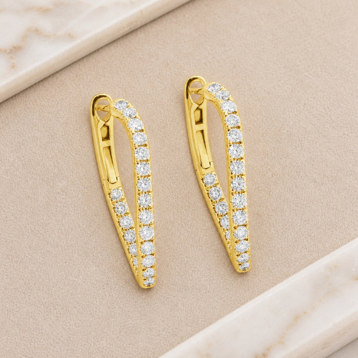 E1753 - 14K Gold Diamond Hoop Earrings