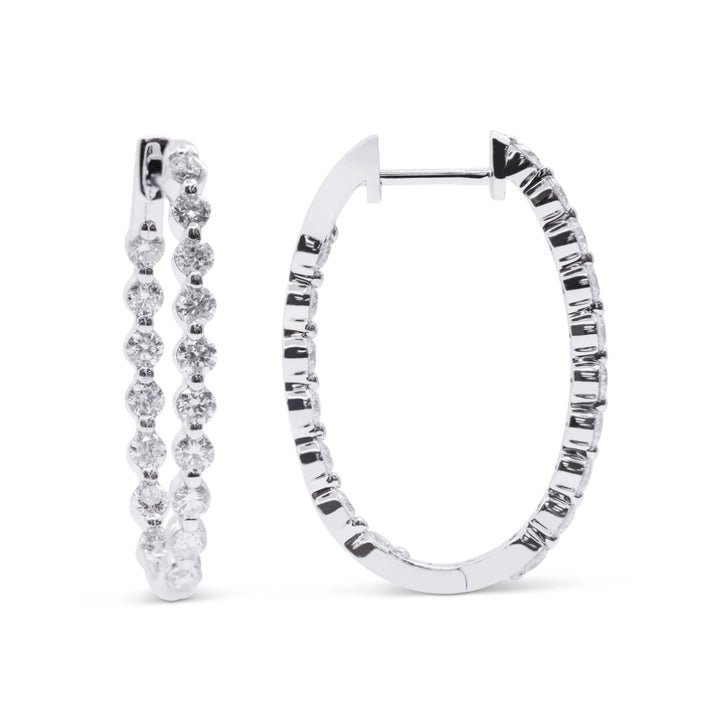 Madison L 14K White Gold Diamond In & Out Hoop Earrings - style E1763W